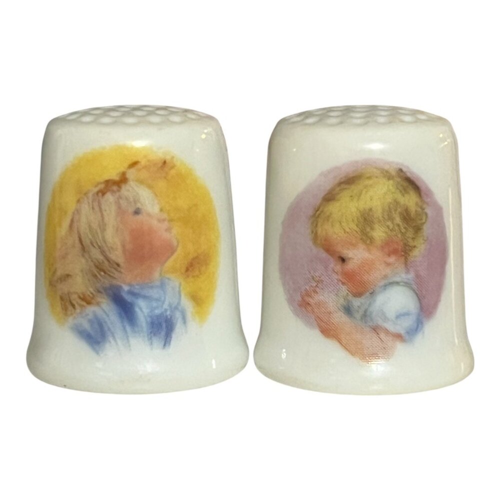 Vintage Frances Hook Porcelain Thimble Set – Baby Blossoms & Trees So Tall – 198